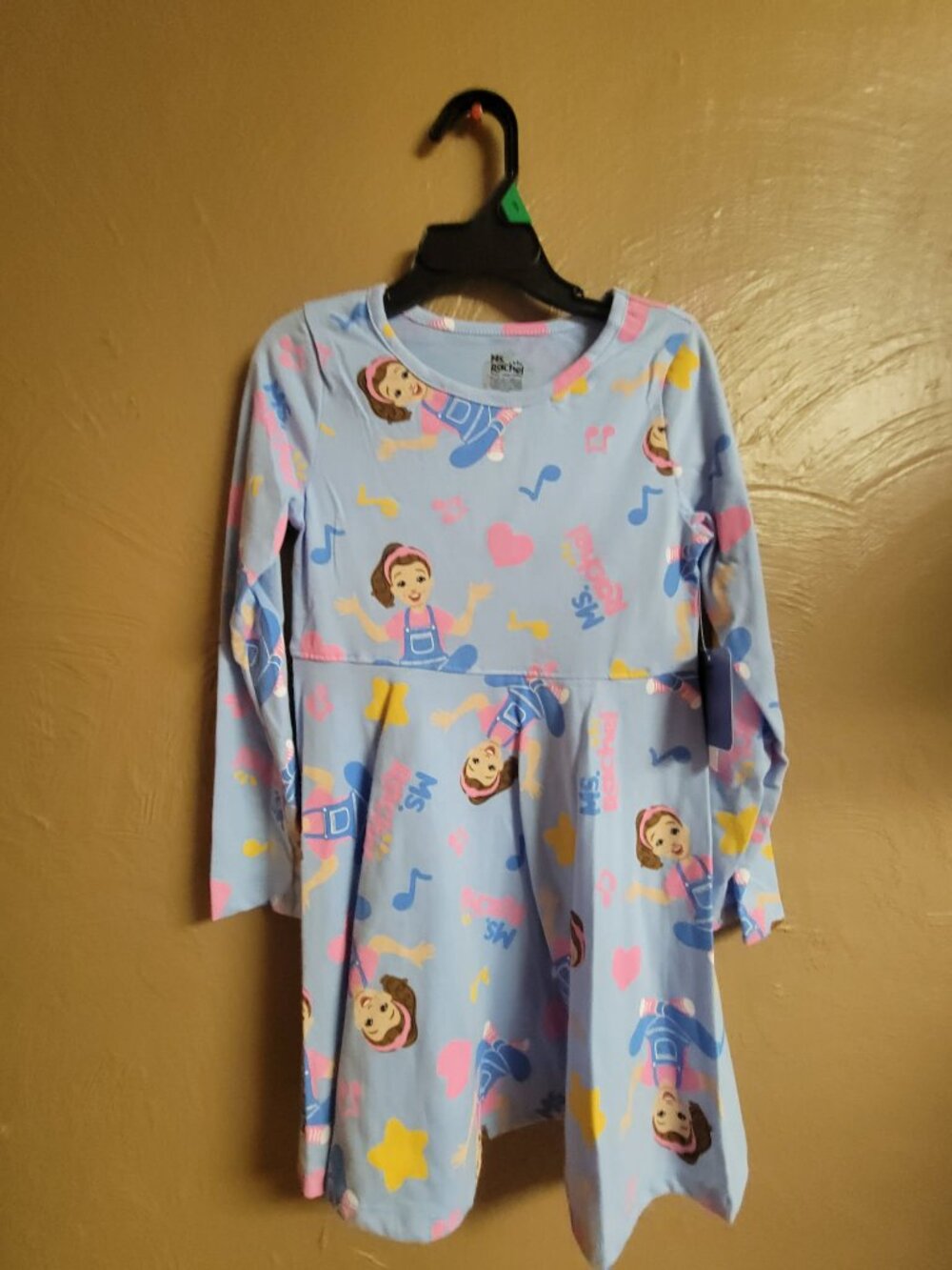 Ms. Rachel Toddler Girls Print Dress with Long Sleeves, Size 4T